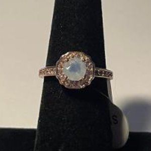 Opal & CZ w/ CZ in Rose Gold Fashion Ring SZ 7